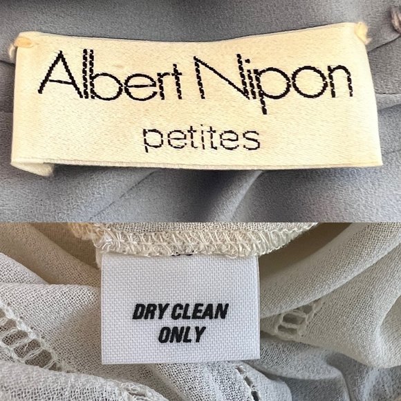 Albert Nippon Petites Blouse and Skirt Set Chiffon Pleated Top Blue 70s Pristine - Picture 7 of 8